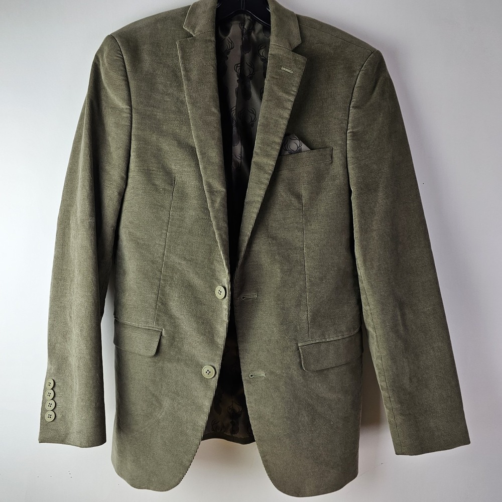 Bar III Blazer 36 Mens Tan Brown Corduroy Stag‎ Deer Slim Fit Sport Coat